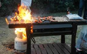 BBQ grill on fire