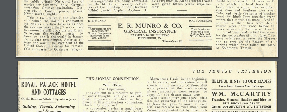 Munro ad from 1918